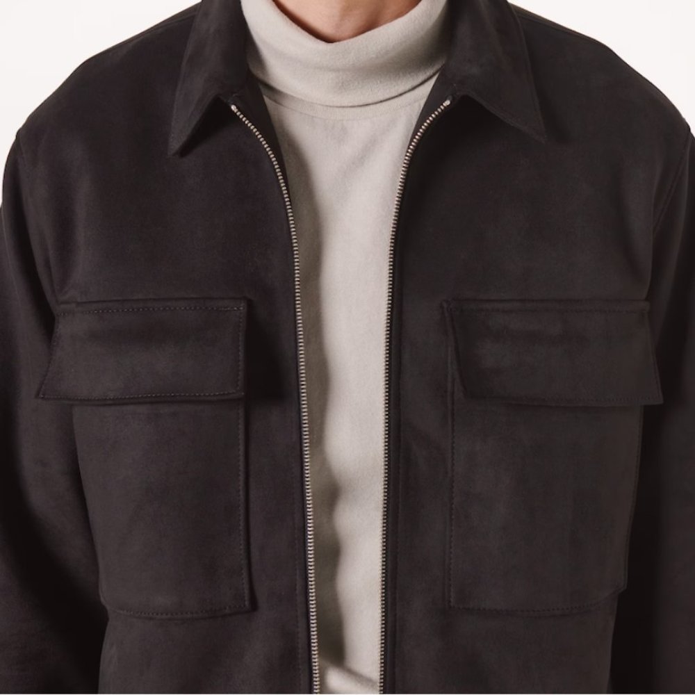 Abercrombie & Fitch Vegan Suede Shirt Jacket